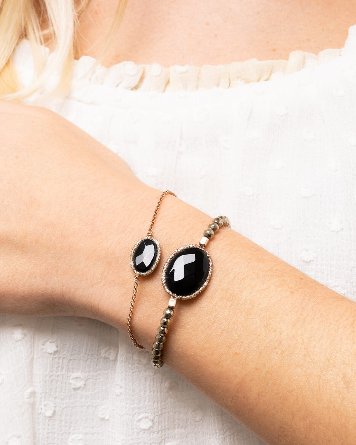 Bracciale Onice nero ovale