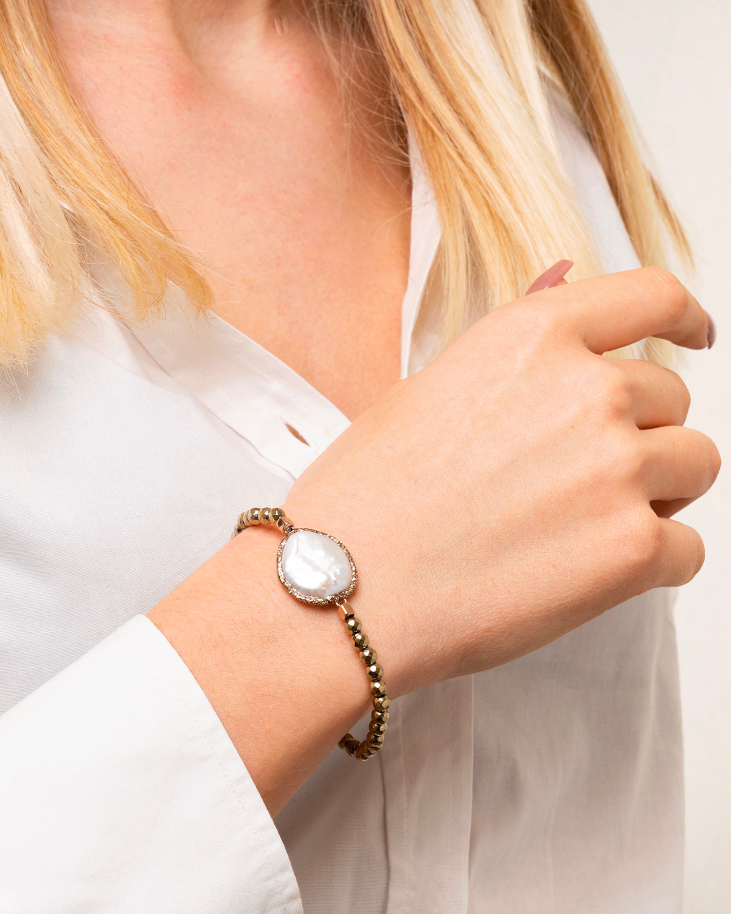 bracciale pastiglia perla