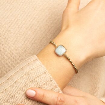 bracciale elastico acquamarina fatto a mano fashion moda gioielleria rimini