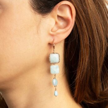 orecchini acquamarina pietre naturali acciaio gioielli fashion moda