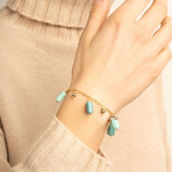 argento bracciale acciaio pietra amazzonite cuore fatto a mano fashion moda gioielli rimini