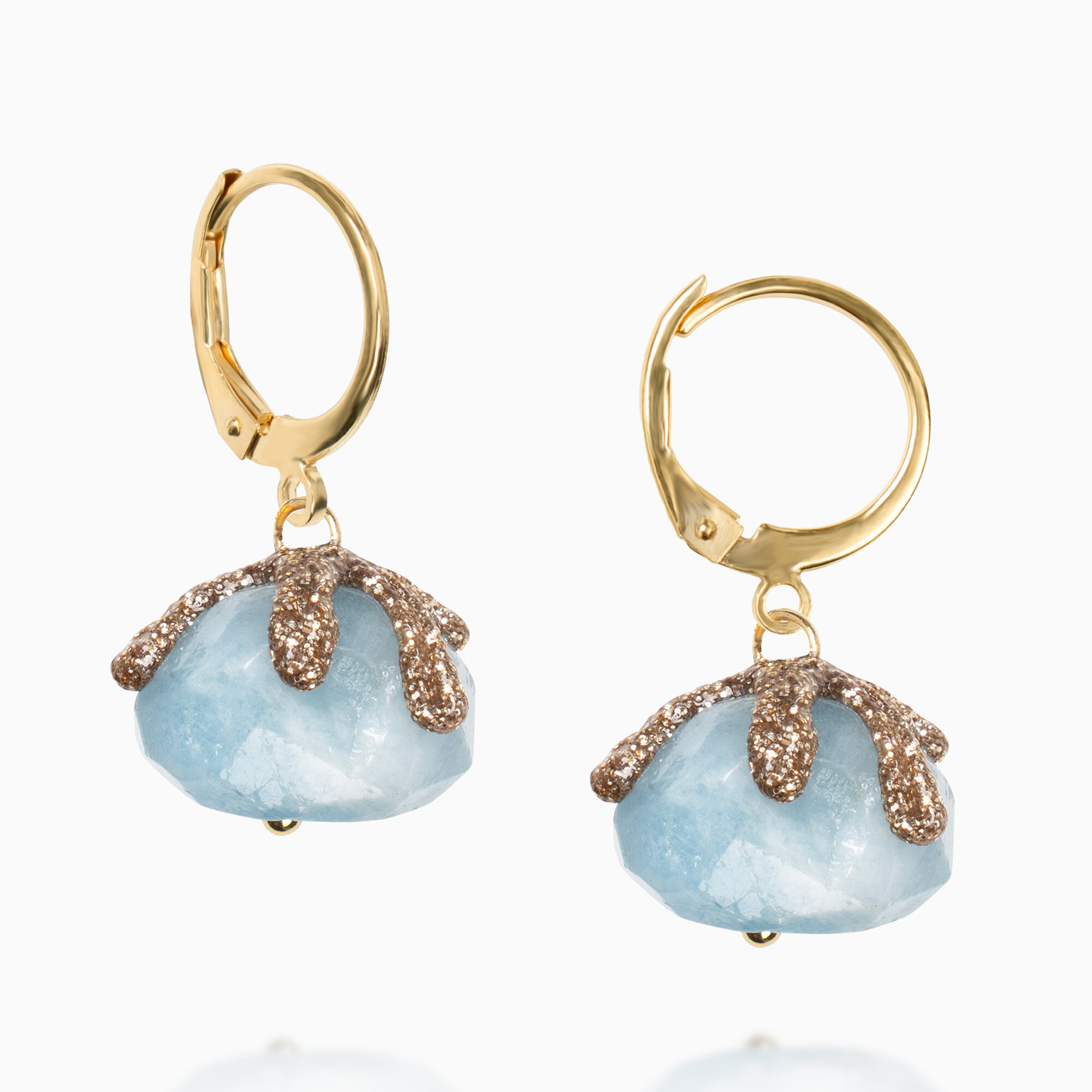 orecchini acquamarina pietre naturali acciaio gioielli fashion moda