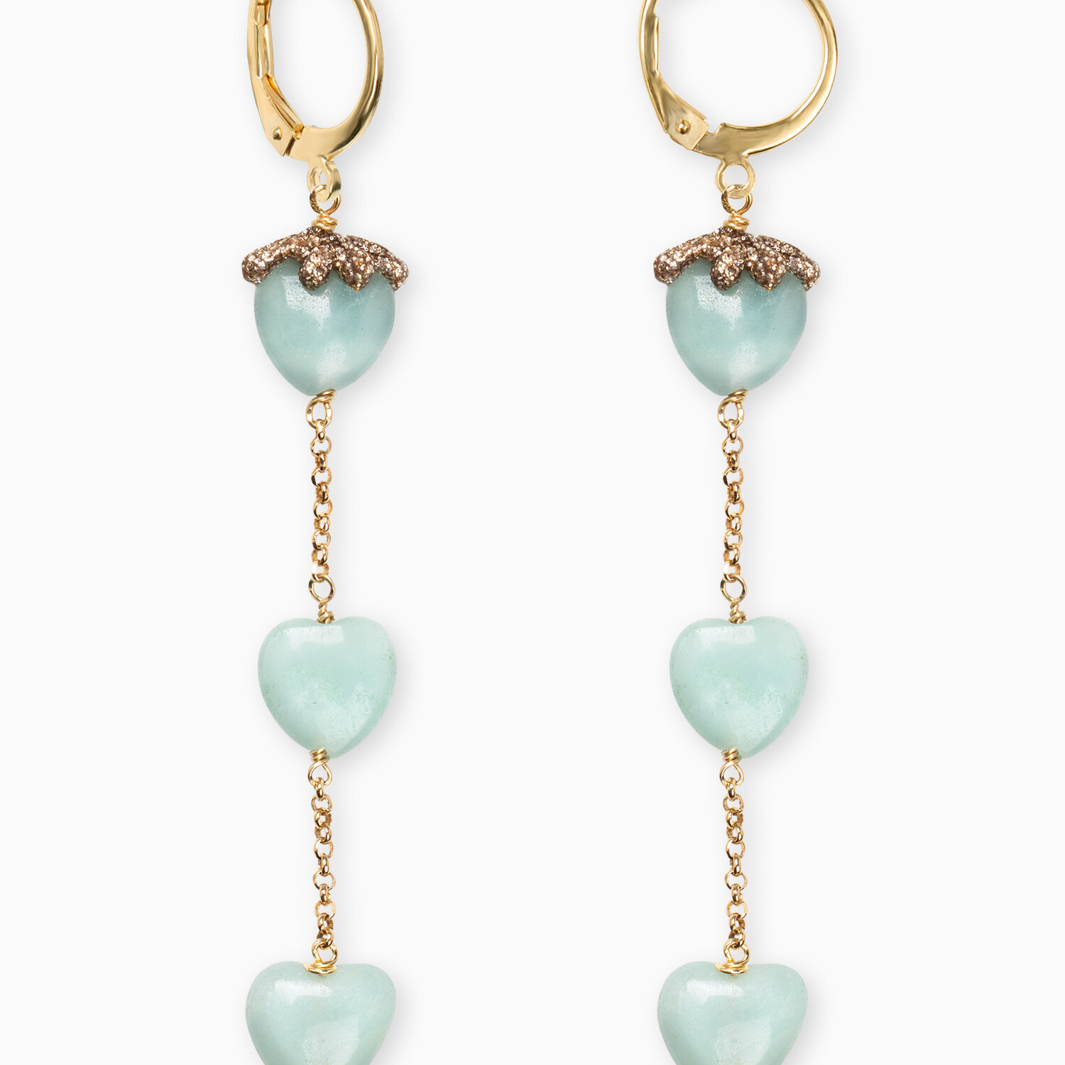 orecchini pendenti amazzonite oro argento fatto a mano artigianato