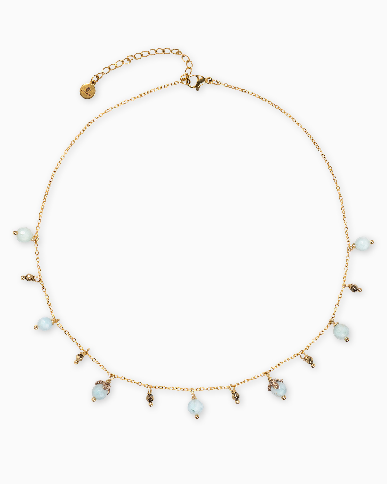 collana charms acquamarina catena girocollo pietre argento oro