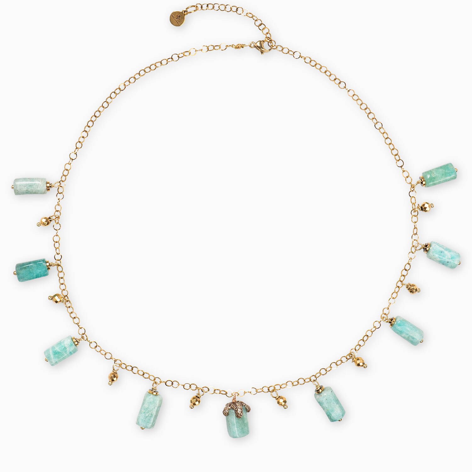 collana argento acciaio pietre naturali amazzonite girocollo