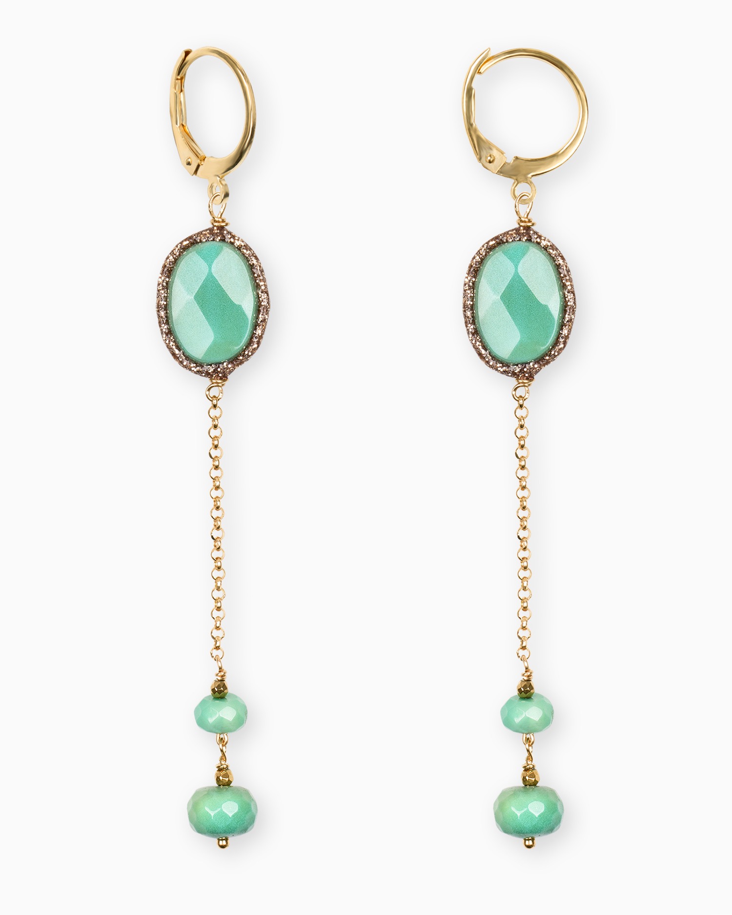 bee light orecchini crisoprasio verde pendenti catena