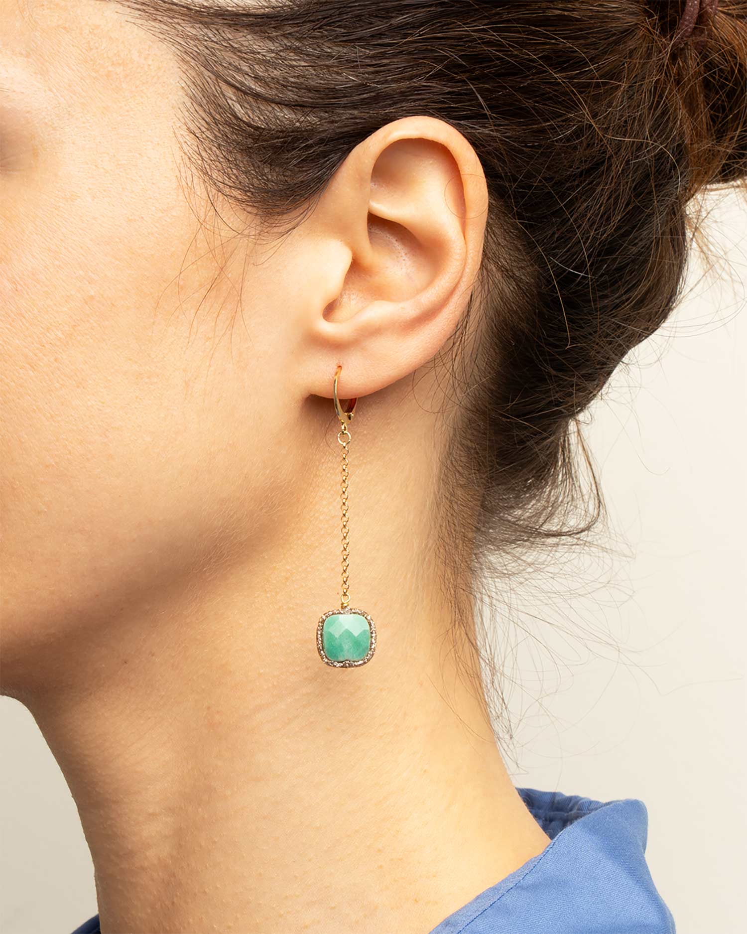 bee light orecchini crisoprasio verde pendenti catena