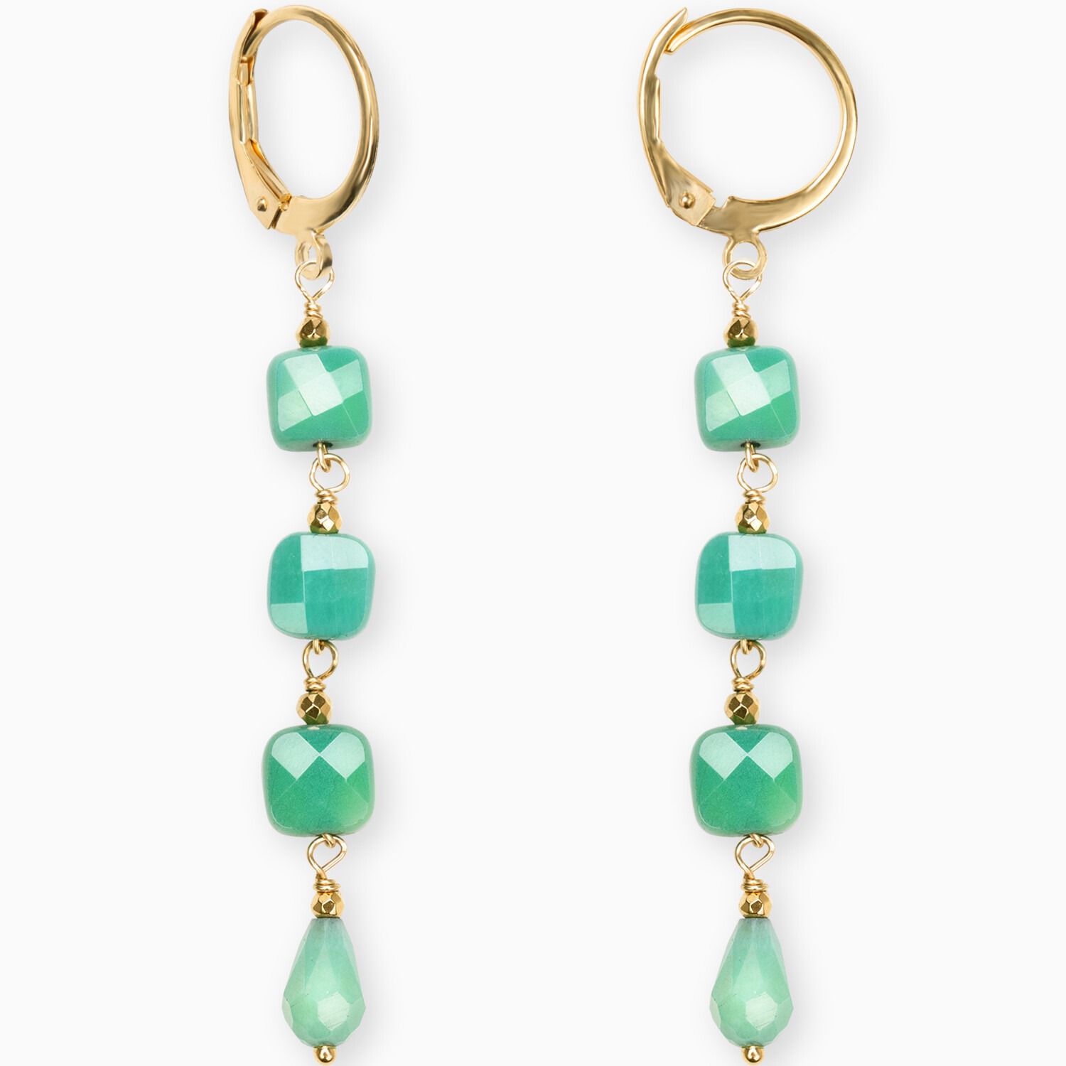 bee light orecchini crisoprasio verde pendenti catena