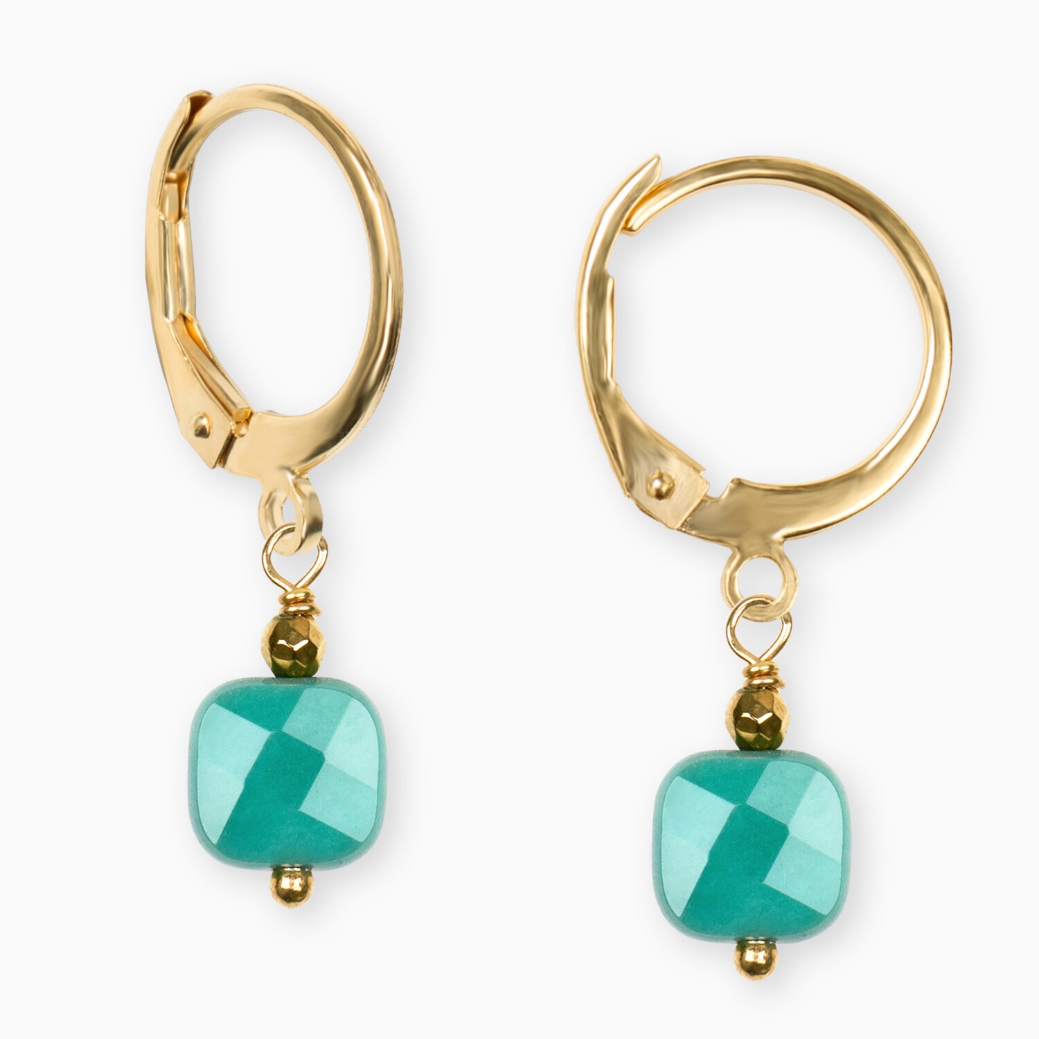 bee light orecchini crisoprasio verde pendenti quadrato