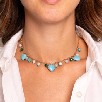 collana girocollo turchese cuori