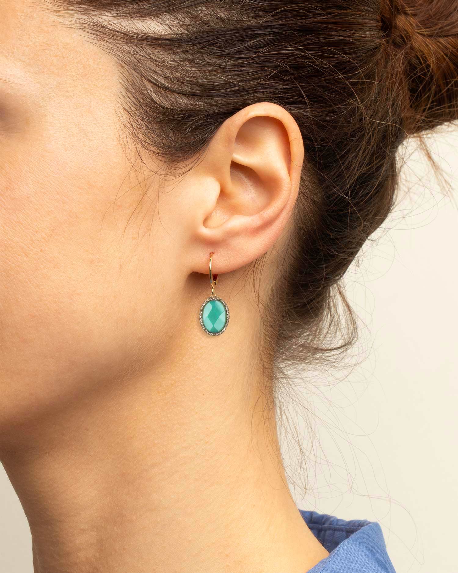 bee light orecchini crisoprasio verde pendenti catena