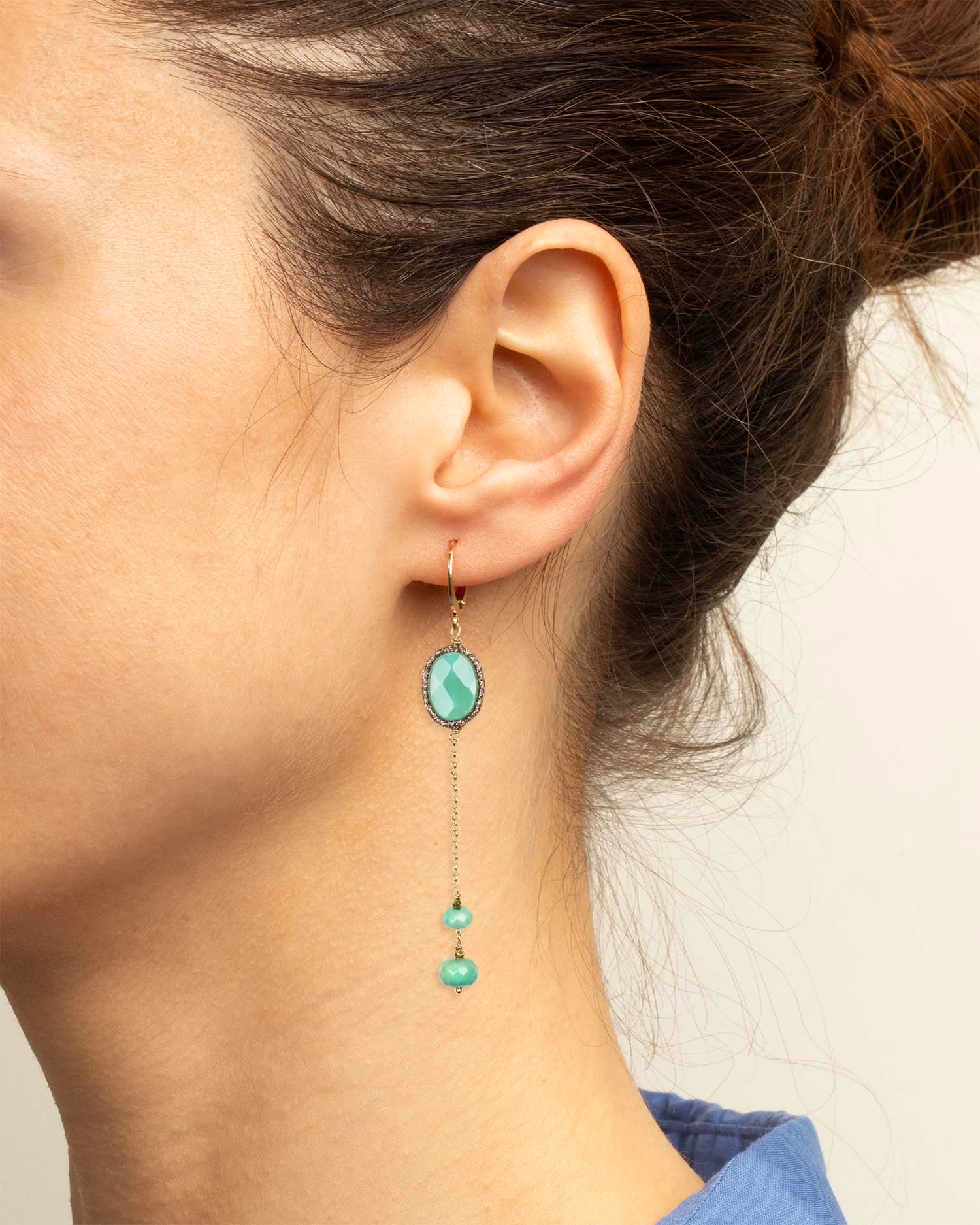 bee light orecchini crisoprasio verde pendenti catena