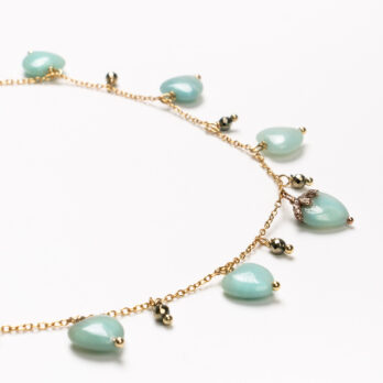 collana argento acciaio pietre naturali amazzonite girocollo
