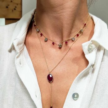 Argento pietre agata rubino labradorite argento 925 collana gioielli