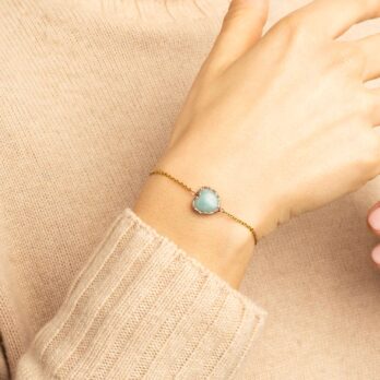 argento bracciale acciaio pietra amazzonite cuore fatto a mano fashion moda gioielli rimini