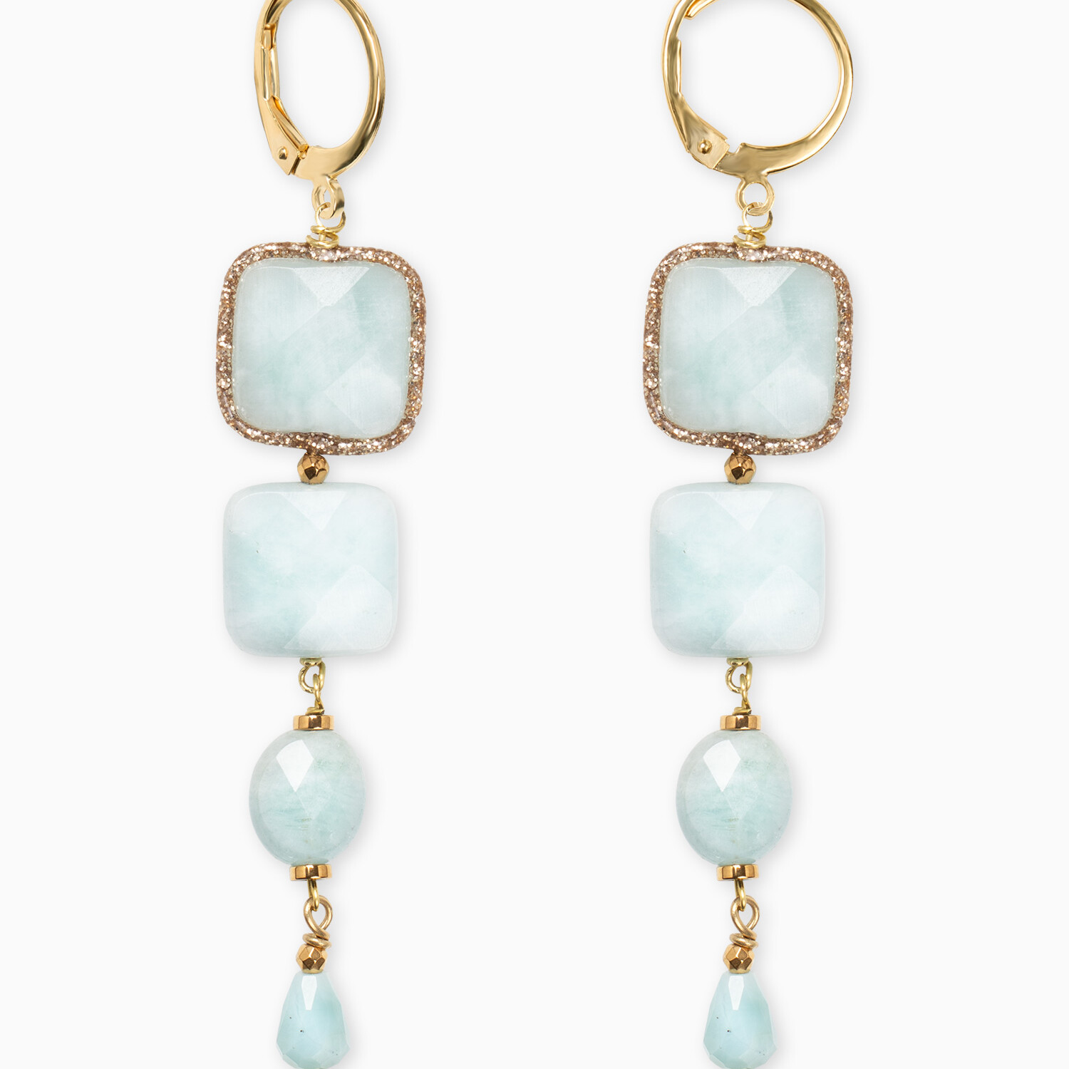 orecchini acquamarina pietre naturali acciaio gioielli fashion moda