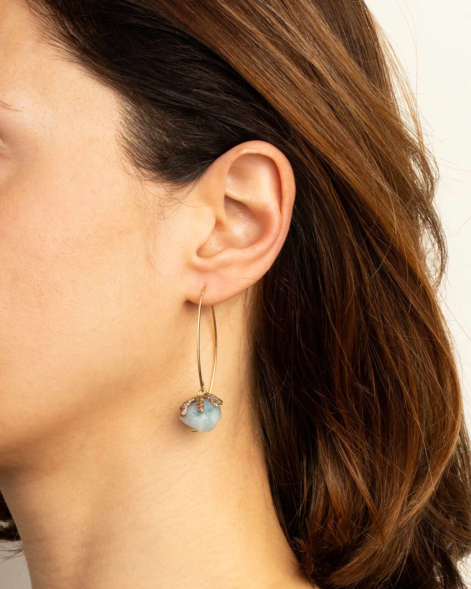 orecchini acquamarina pietre naturali acciaio gioielli fashion moda