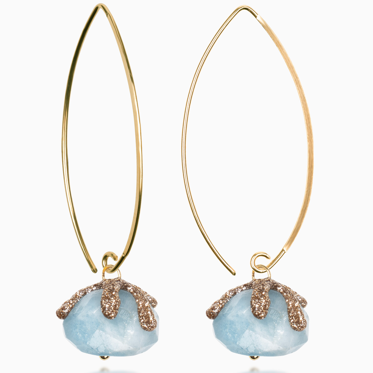 orecchini acquamarina pietre naturali acciaio gioielli fashion moda