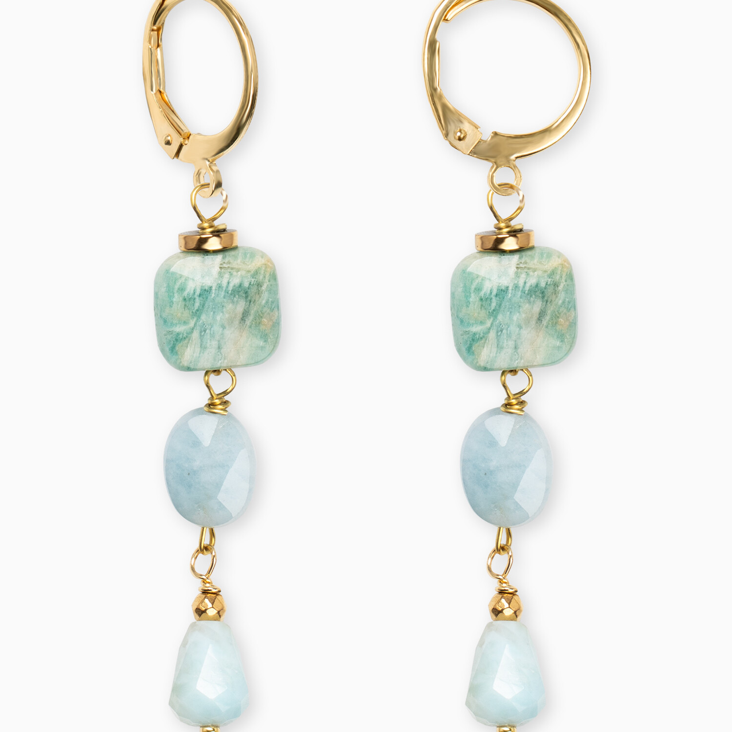 orecchini amazzonite acquamarina oro argento gioielli fashion made in italy