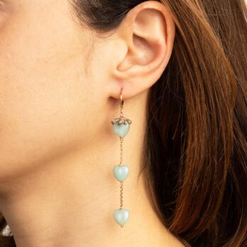 orecchini pendenti amazzonite oro argento fatto a mano artigianato
