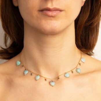 collana argento acciaio pietre naturali amazzonite girocollo