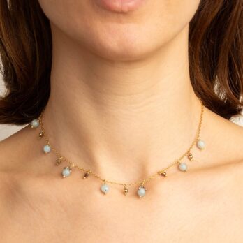 collana charms acquamarina catena girocollo pietre argento oro