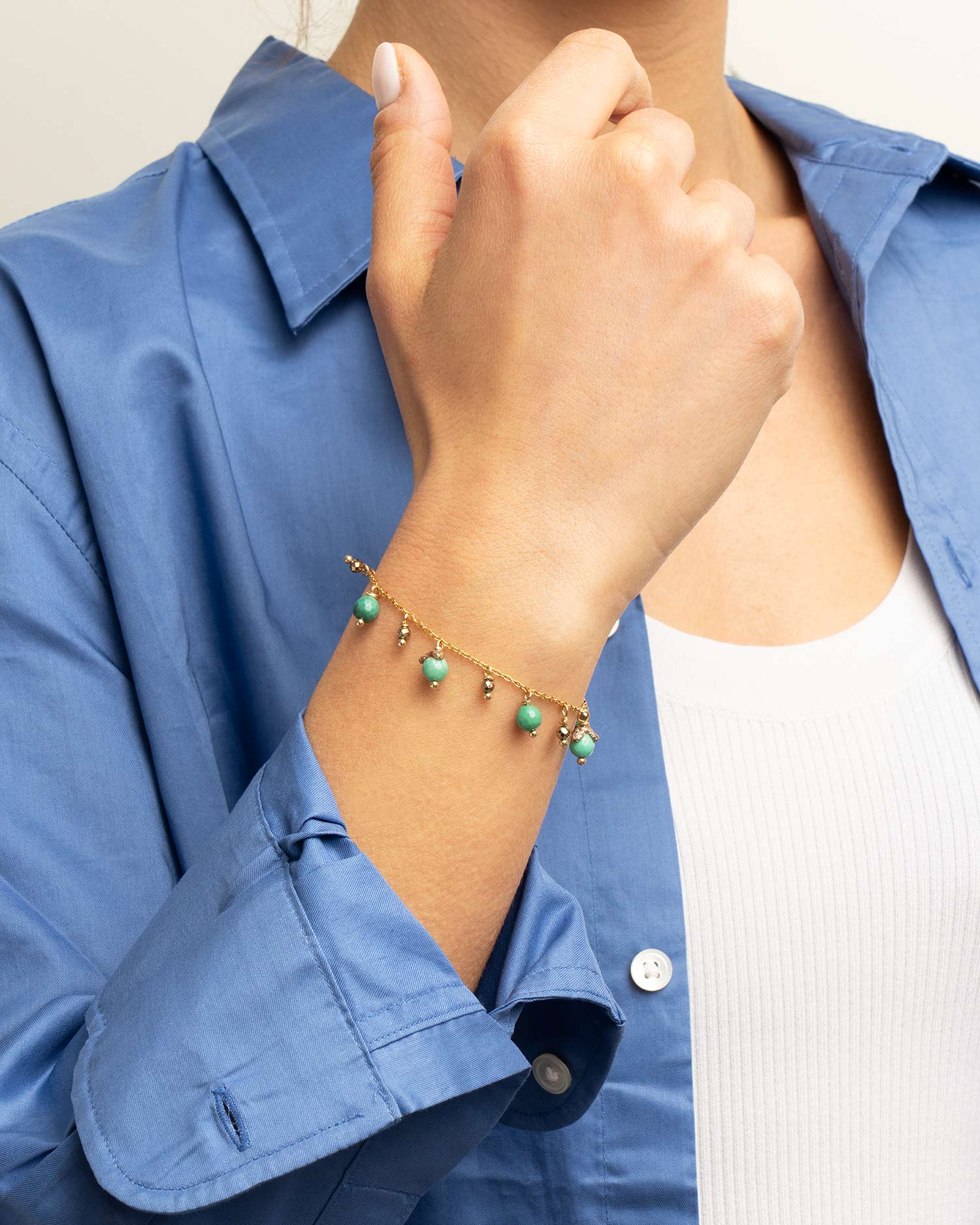 bracciale charms crisoprasio verde fatto a mano