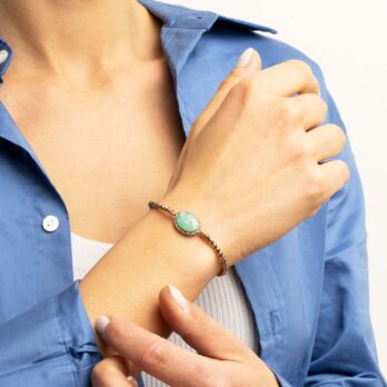 bracciale elastico crisoprasio verde fatto a mano