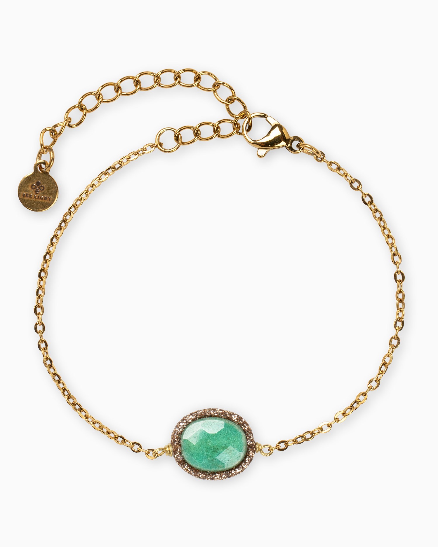 bee_light_bracciale_gioielli_pietre_naturali_fattoamano_artigianato_cristalloterapia_fashion_moda_crisoprasio_charms_ovale_ bracciale catena crisoprasio verde fatto a mano