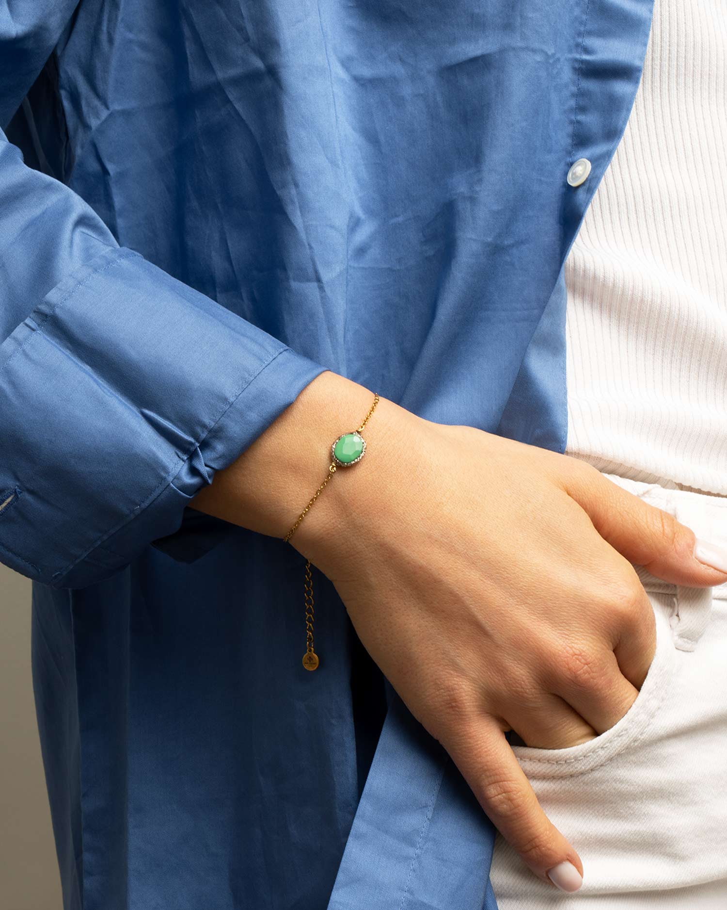 bracciale catena crisoprasio verde fatto a mano