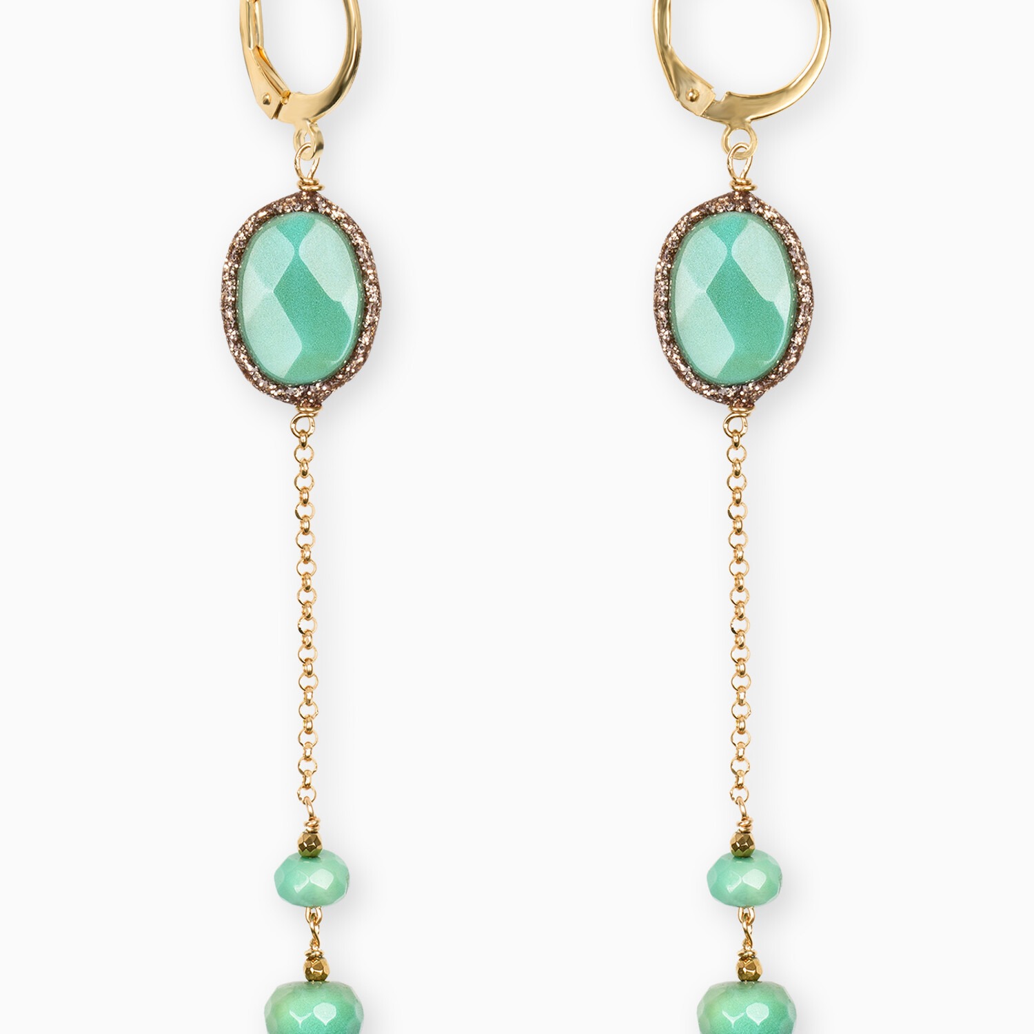 bee light orecchini crisoprasio verde pendenti catena