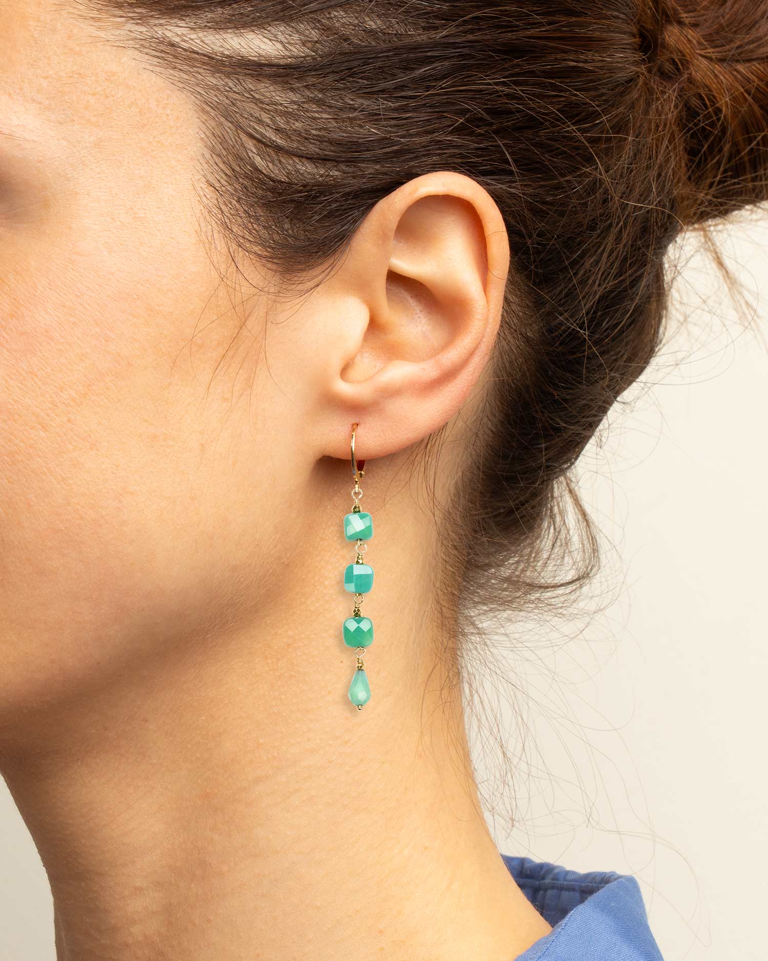 bee light orecchini crisoprasio verde pendenti catena