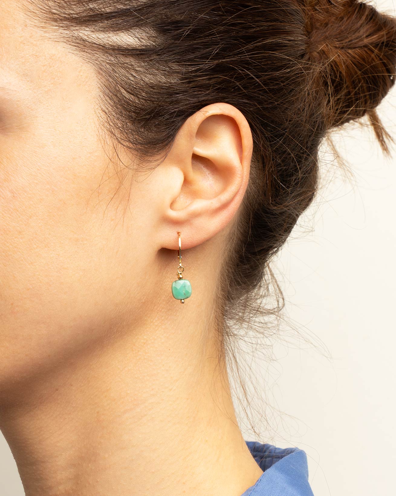 bee light orecchini crisoprasio verde pendenti quadrato