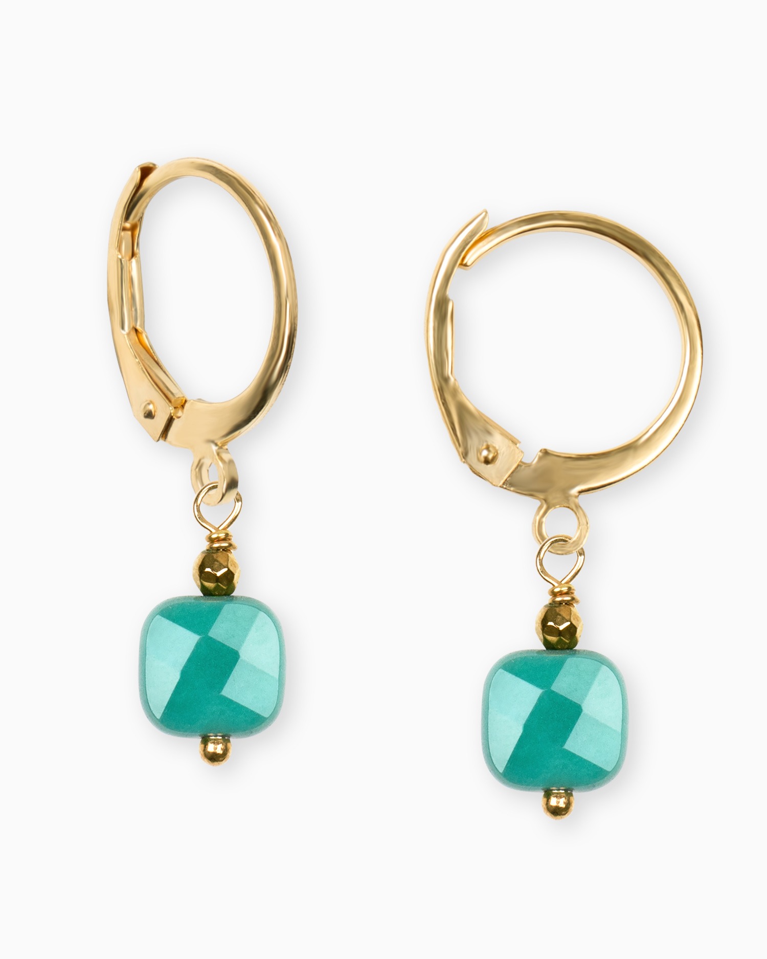 bee light orecchini crisoprasio verde pendenti quadrato