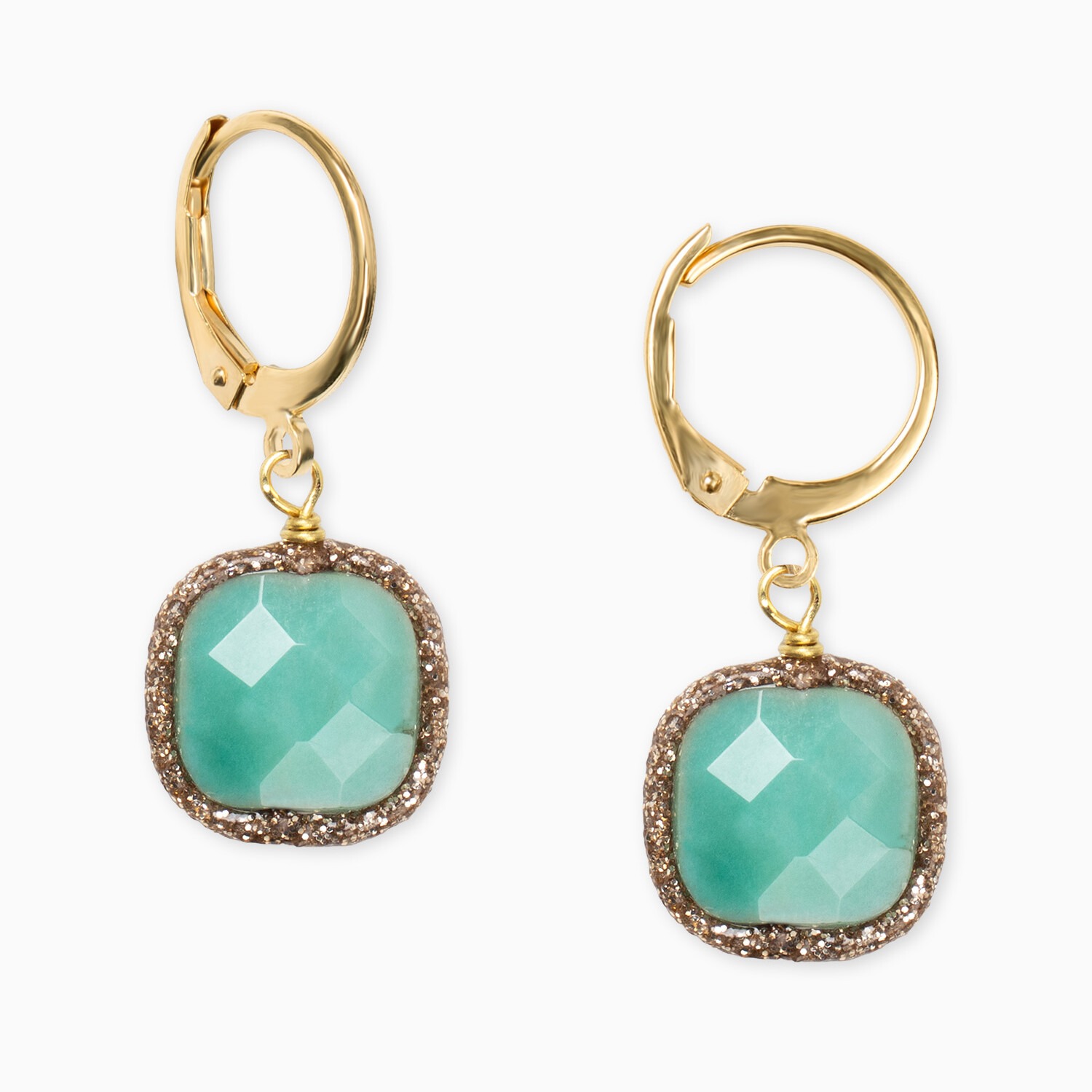 bee light orecchini crisoprasio verde pendenti quadrato