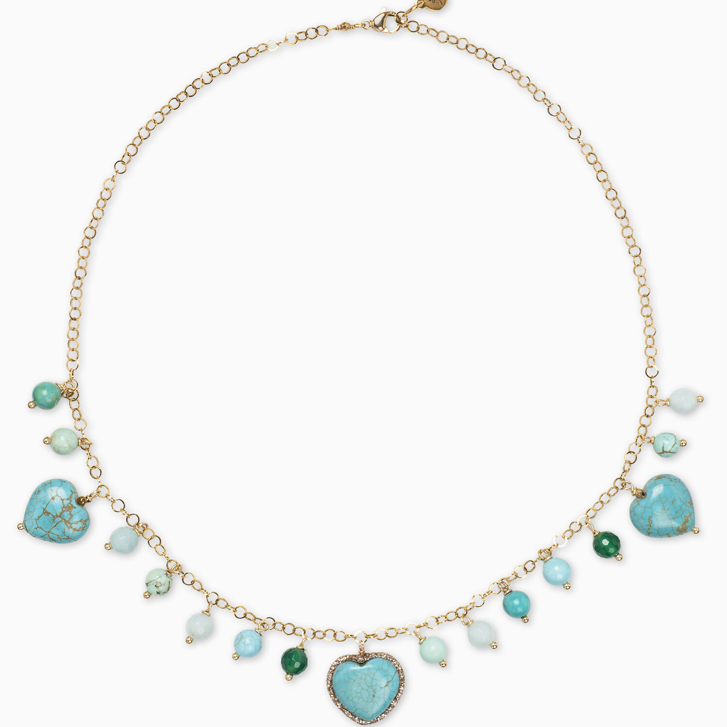 collana girocollo turchese cuori