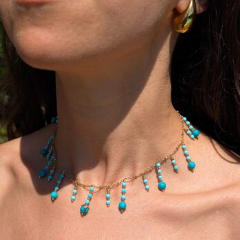 collana girocollo turchese cuori